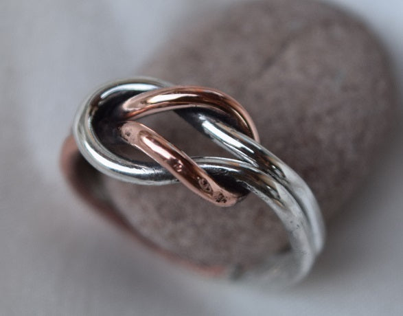 Anello nodo piano rame + argento