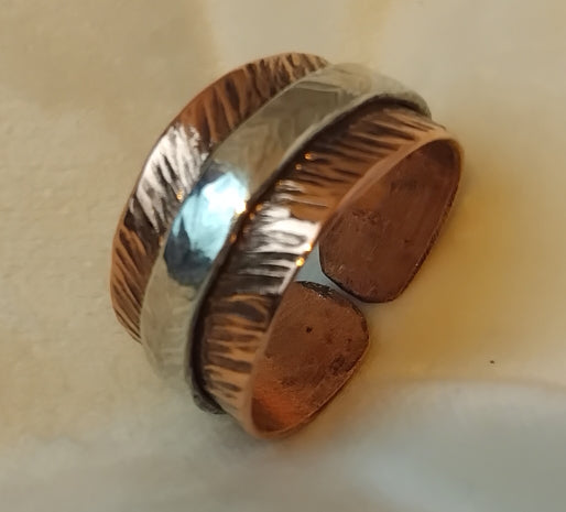 Anello rame e argento “Rodelinda” – a diamante