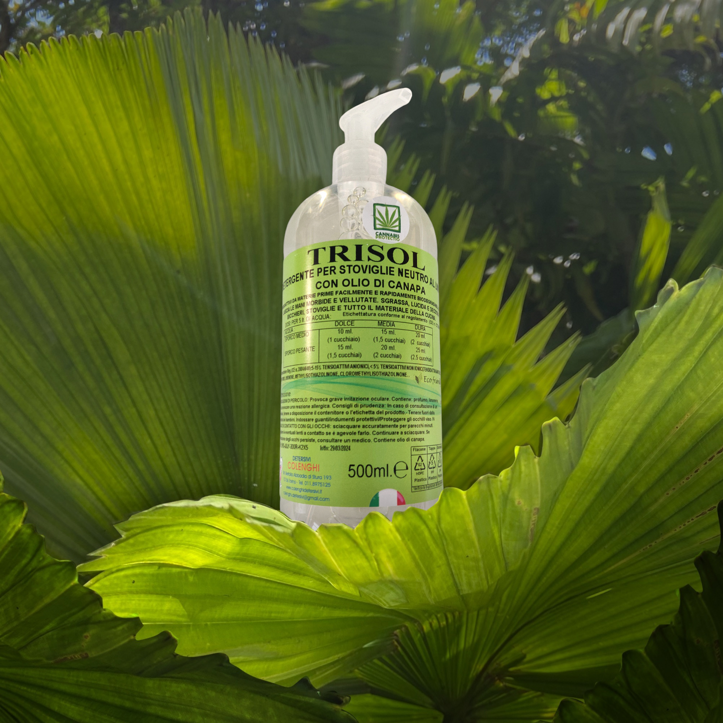 Trisol detergente per stoviglie con olio di canapa