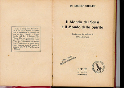 134- IL MONDO DEI SENSI E IL MONDO DELLO SPIRITO - RUDOLF STEINER