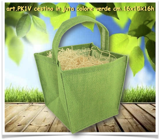 CESTINO DI JUTA COLORE VERDE