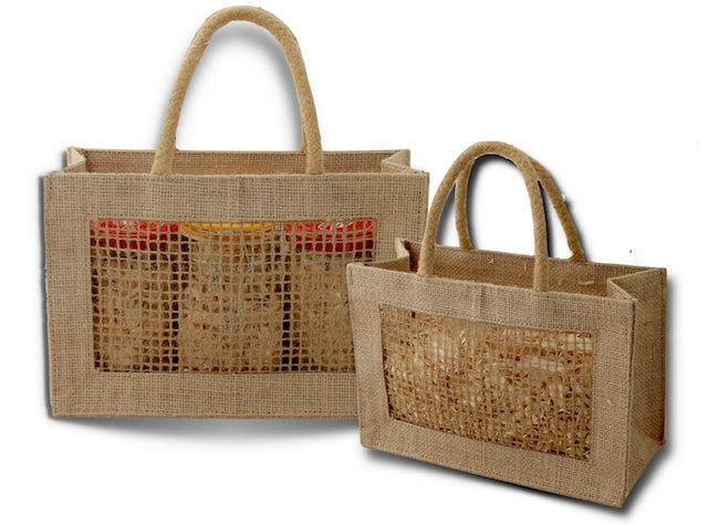 BORSA IN JUTA CON GRIGLIA FORATA