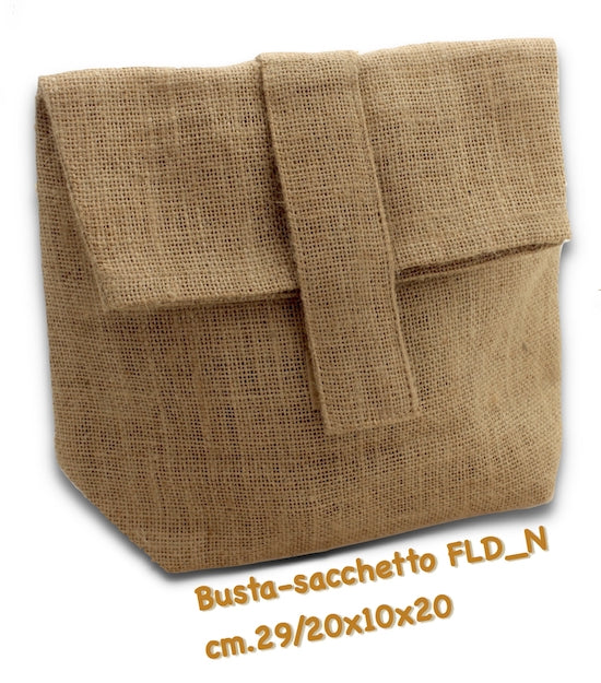 BORSA IN JUTA PIEGHEVOLE CON PORTELLA CON VELCRO COLOR NATURALE