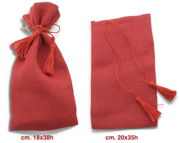 SACCHETTO IN JUTA ROSSO