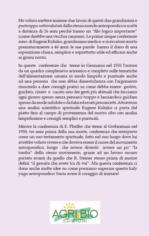 LIBRO “LE VERE BASI SCIENTIFICO SPIRITUALI DELL'ALIMENTAZIONE” - E. KOLISKO E. PFEIFFER