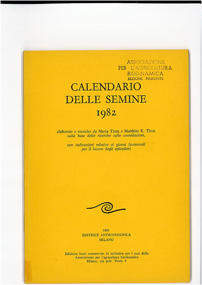 CALENDARIO DELLE SEMINE 1982 - Maria Thun