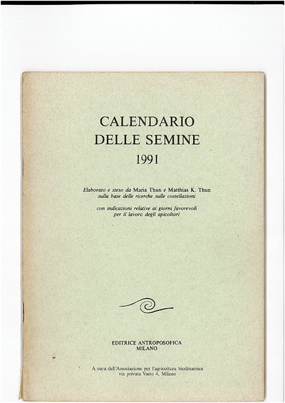 CALENDARIO DELLE SEMINE 1992 - Maria Thun