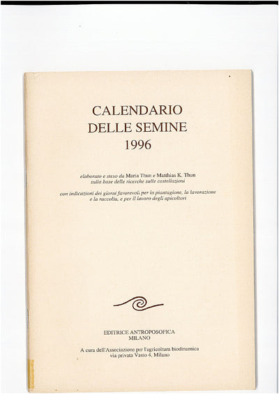 CALENDARIO DELLE SEMINE 1996 - Maria Thun