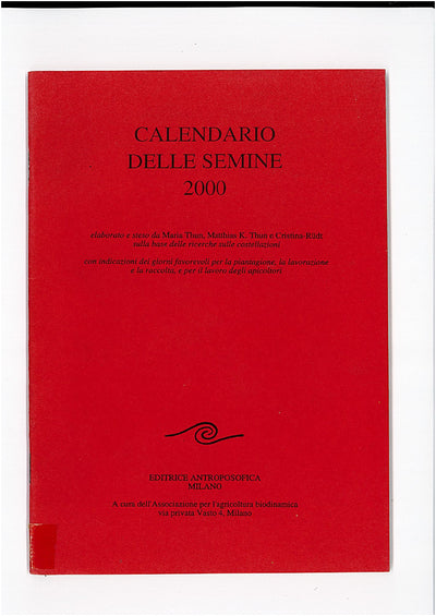 CALENDARIO DELLE SEMINE 2020 - Maria Thun