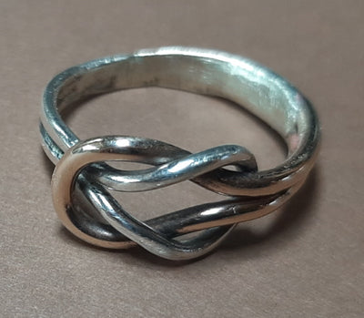 Anello nodo piano bronzo + argento