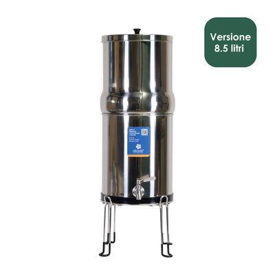 Depuratore acqua portatile a gravità Eivavie® in acciaio inox da 8.5 litri
