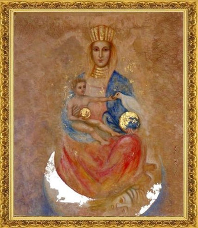 Madonna | Dipinto su tela, schizzo di Rudolf Steiner con rifiniture di Mara Maccari