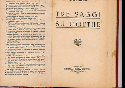 TRE SAGGI SU GOETHE - RUDOLF STEINER