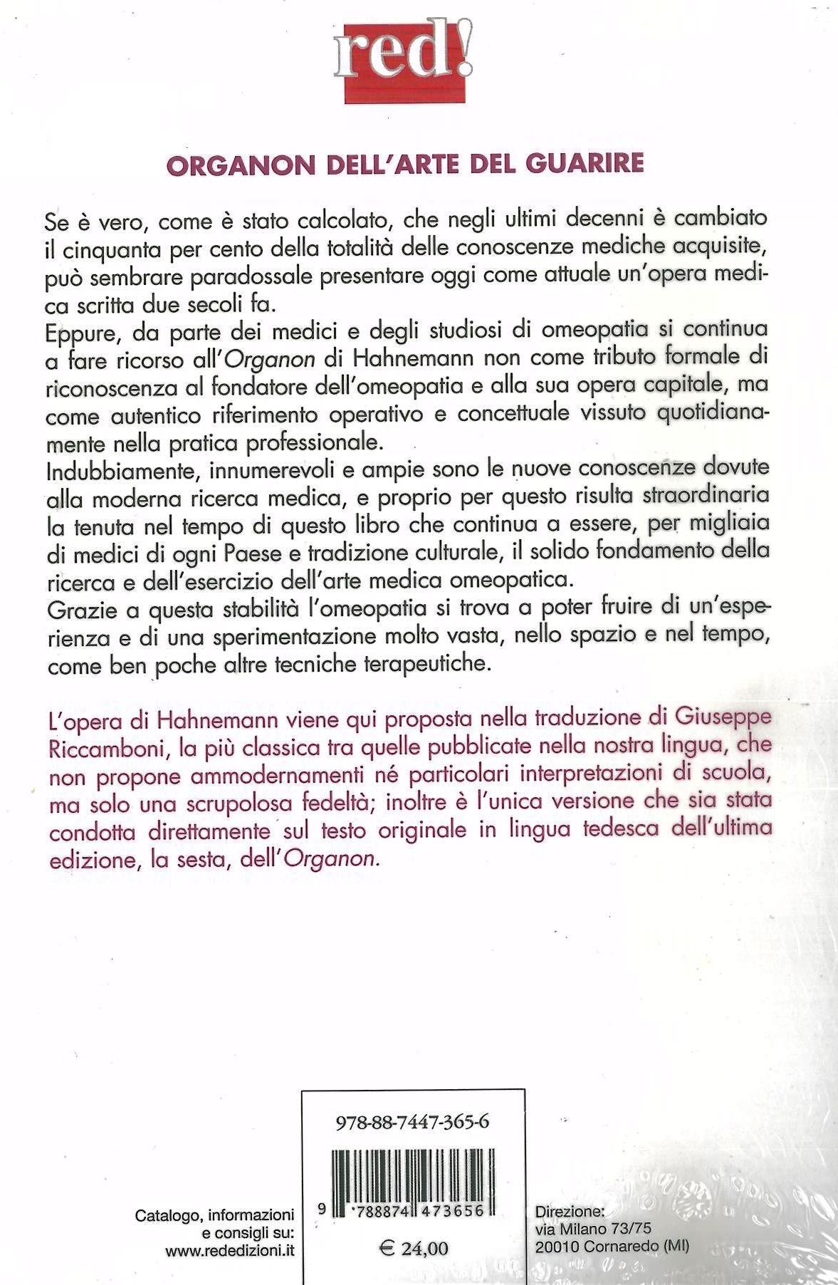 ORGANON DELL' ARTE DEL GUARIRE - C.C. Samuel Hahnemann